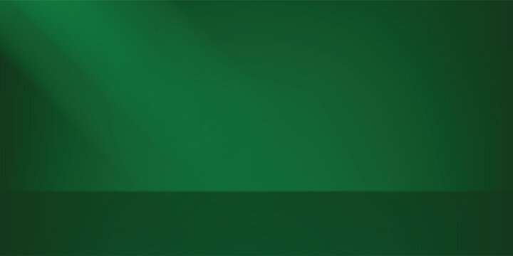 Deep green gradient background, empty studio room illustration. vector abstract