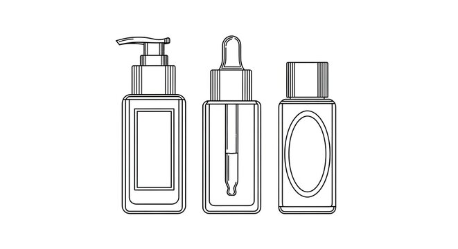 Three identical bottles with pump dispensers stand side-by-side on a white background. Each bottle has a rectangular shape and a small, oval window.