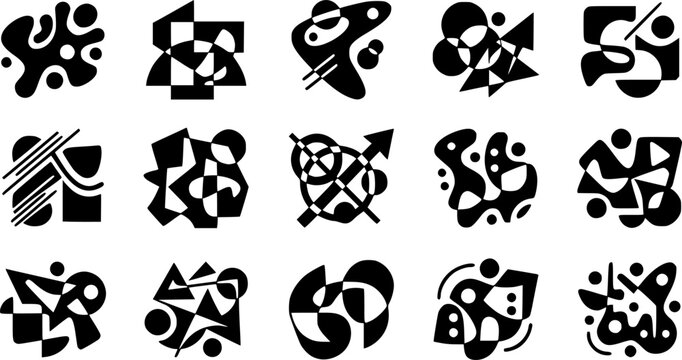 Mid-Century Modern Abstract Geometric Patch Shapes Vector Set
