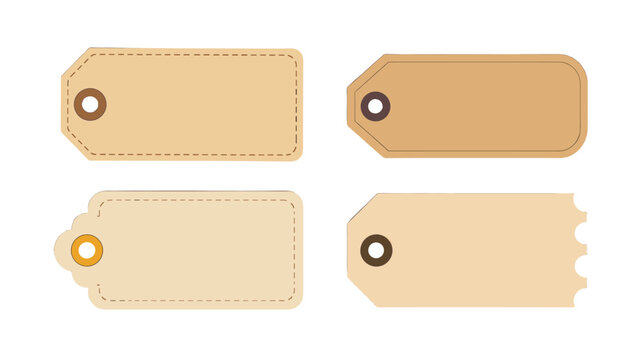 Set of blank vintage paper price tags with eyelets