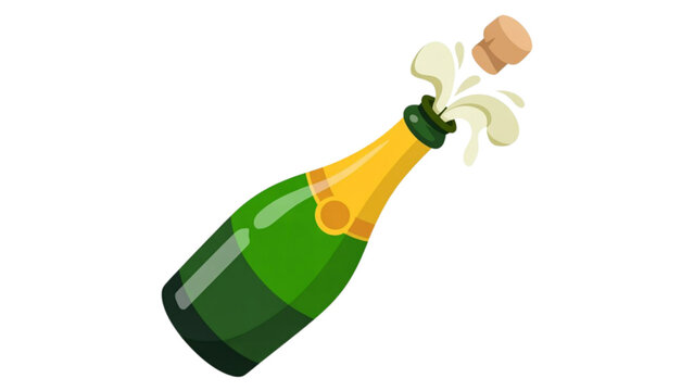 Champagne bottle popping with cork and confetti celebration Vector