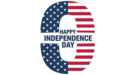 Fototapeta premium Happy independence day text on patriotic C letter shape with usa flag design.