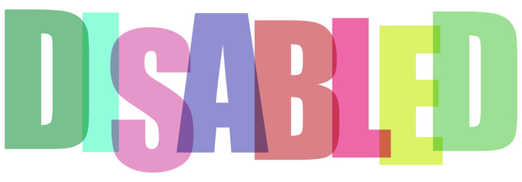 Disabled bold colorful letters with 3d effect on checkered background vector illustration.