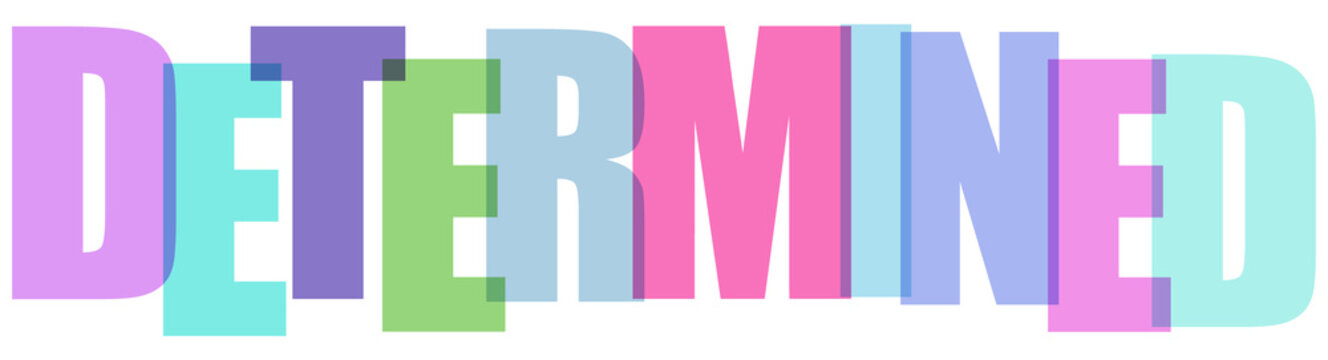 Determined bold colorful letters with 3d effect on checkered background vector illustration.