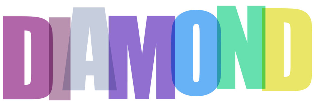 Diamond bold colorful letters with 3d effect on checkered background vector illustration.