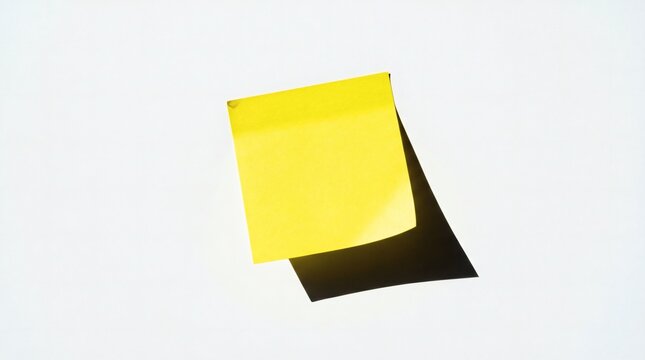 Yellow sticky note on white background with shadow effect