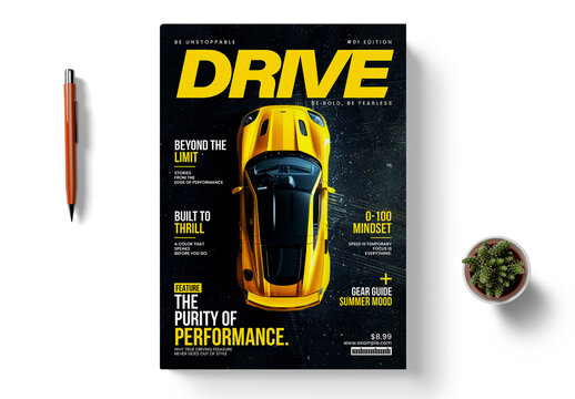Modern Automotive Magazine Cover Template