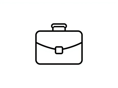 Black outline icon of a classic business briefcase for corporate office work and professional travel storage