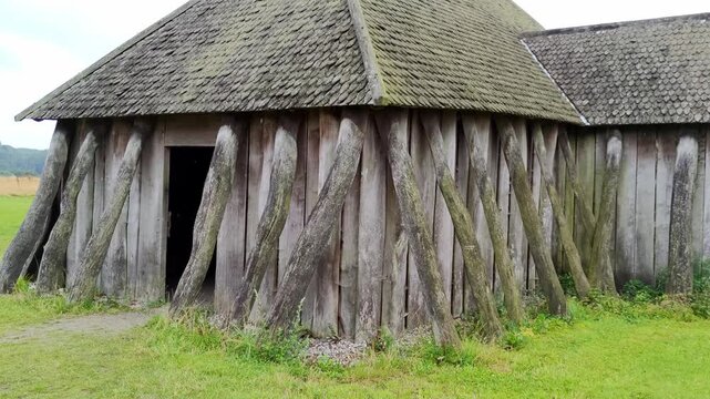 Reconstructed Viking Age Longhouse at Fyrkat Ring Fortress, Denmark