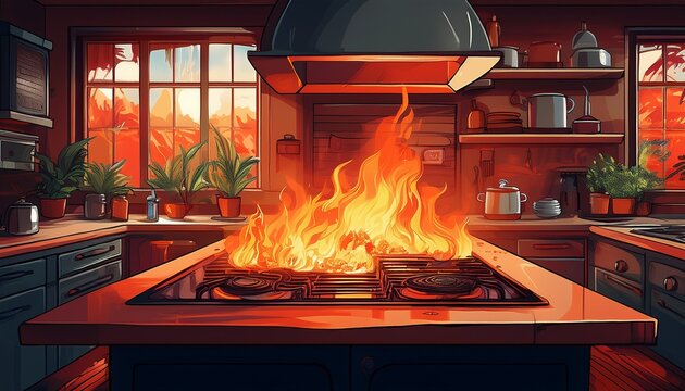 kitchen fire hazard residential danger home safety emergency
