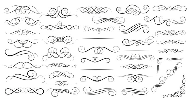 Flourishes And Swirls Vector Ornament Collection On White Background