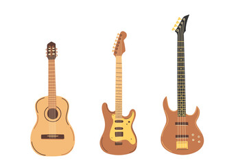 Obraz premium Hand-Drawn Guitars Isolated Vector Set