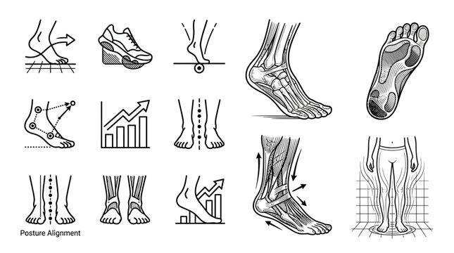 Foot and Ankle Anatomy and Alignment Issues Set.