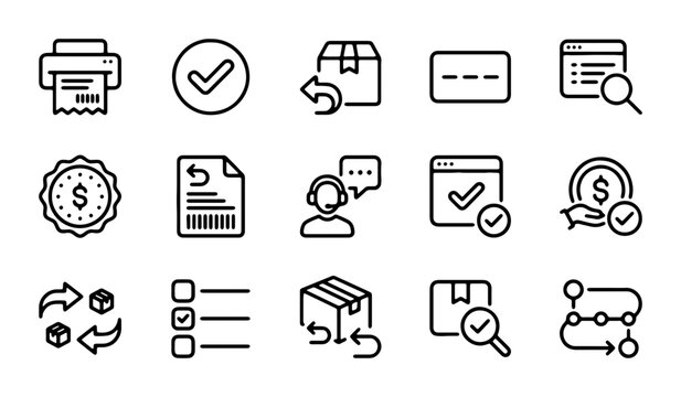 Delivery Icons Set: Shipping, Logistics, Order Tracking, Return Process, Customer Service