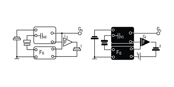 Electronic circuit diagram with operational amplifier and components on white background