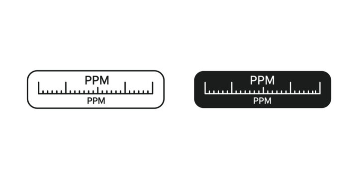 Parts per million scale icon in white and black with measurement markings and labels