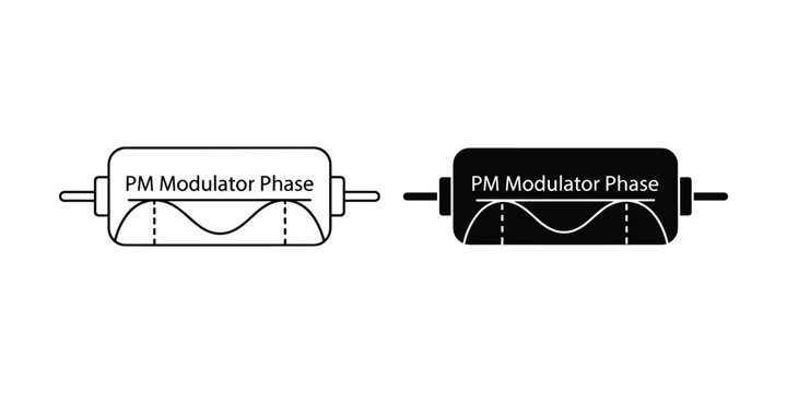 Phase modulator circuit diagram with waveform on white and black backgrounds for electronics