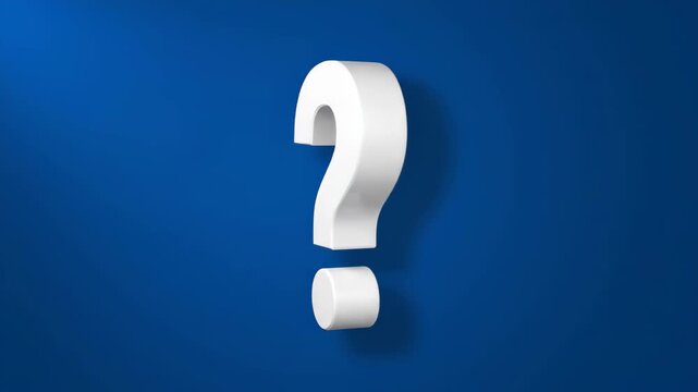 White question mark on blue background, question mark on blue background animation