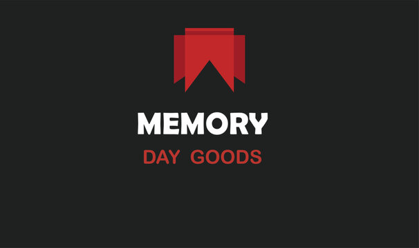 Memory Day Goods Logo Design with Red Bookmark Icon on Black Background Vector Illustration