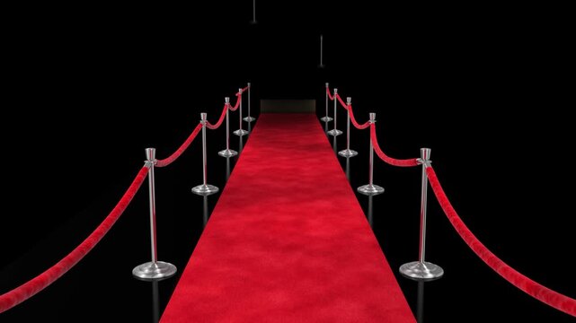 Animation of a red carpet rolling out.