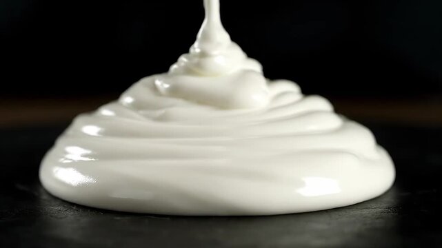 Close-up of the bottom of a white ceramic item, close-up of the cream piping process