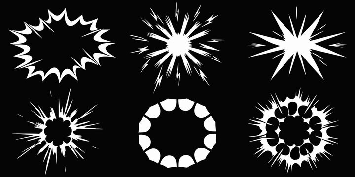 explosion shapes on black background burst dynamic