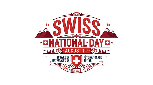 Swiss National Day Celebration Badge - August 1st - Helvetica