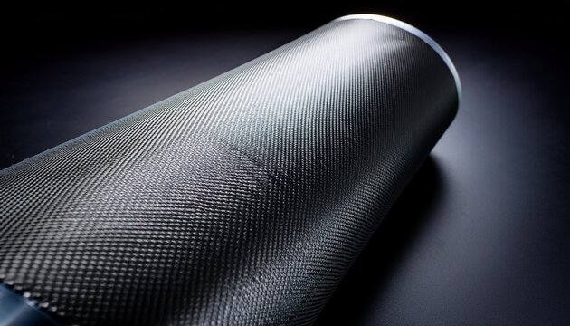 carbon fiber composite textile material on a roll plain carbon fiber cloth on a black background