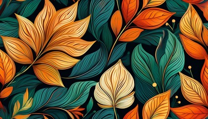 Fototapeta premium floral seamless leaf pattern