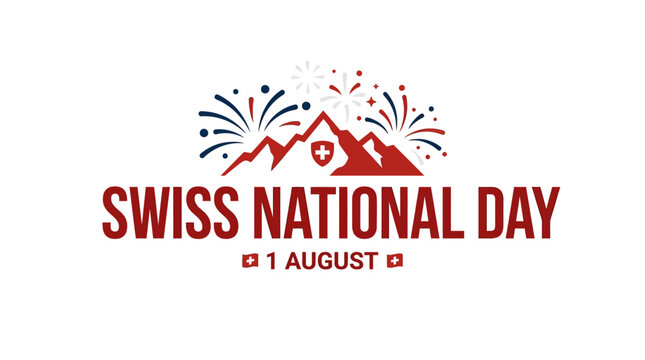 Swiss National Day Celebration: Mountains, Fireworks, Swiss Flag, August 1st