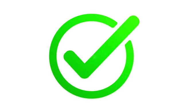 Green check mark icon inside a circle isolated on white background