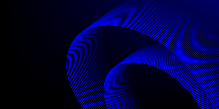 Abstract dark blue background with elegant wavy moire line textures
