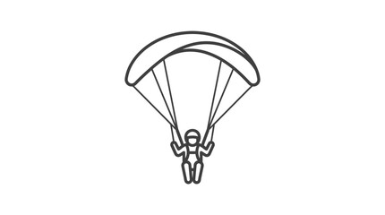 Minimalist line art of a person paragliding in the sky. © Lendem