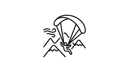Minimalist line art of paraglider soaring near mountain peaks. © Lendem