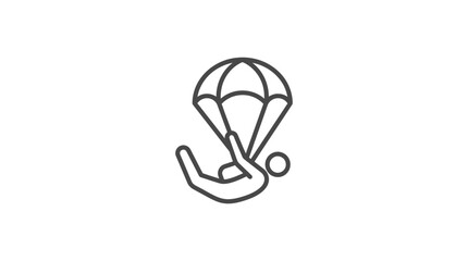 Minimalist line art icon of a person with a parachute. © Lendem