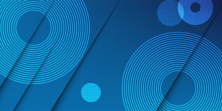 Abstract blue background with elegant concentric geometric line circles