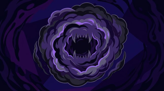 Dark Smoke Vortex Forming a Fanged Monster Maw
