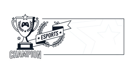Esports Champion Trophy Design with Game Controller Icon. © Ela Maheswari