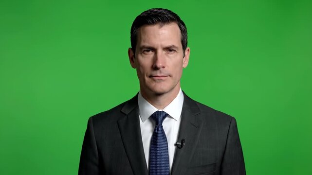 Suit men's green screen shooting materials, green screen business men's broadcast
