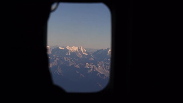 view of the Himalaya/mount everent from plane.