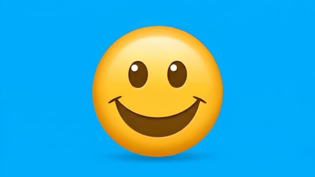 Blue background smile expression animation material, yellow smile face dynamic table
