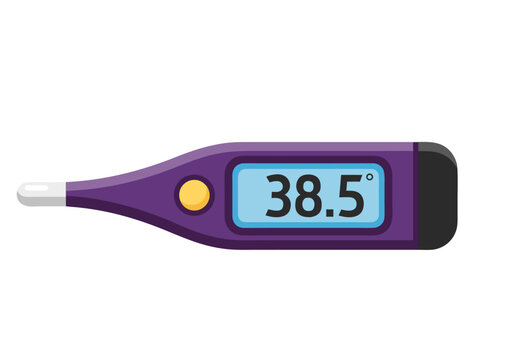 Digital thermometer illustration, health measurement tool vector art, medical device with temperature reading a0