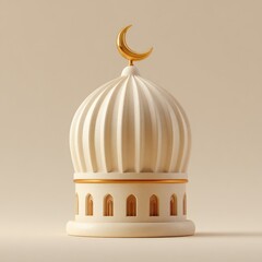 Fototapeta premium Ornate mosque dome with crescent on a neutral background