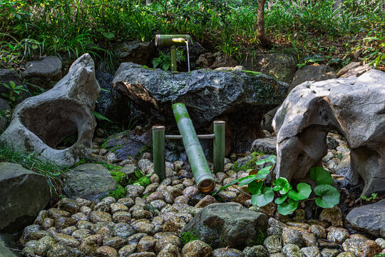 Shishiodoshi with the sound of murmuring water in Tonogayato Gardens September 2023