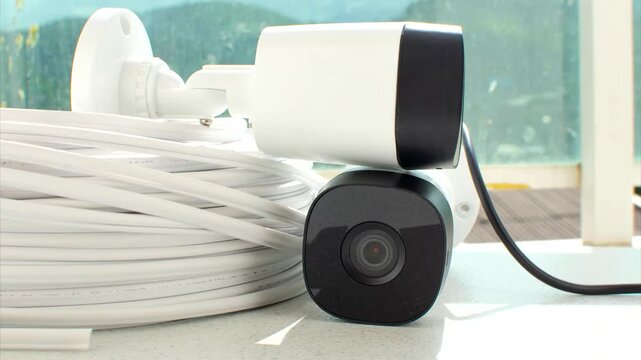 CCTV - Security camera and cable roll ready for installation, ensuring efficient protection.
