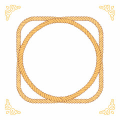 Fototapeta premium Rope Border with Decorative Corners