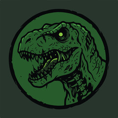 Fototapeta premium Fierce T-Rex Dinosaur Head Emblem Illustration