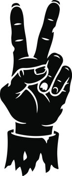 Zombie Hand Showing Peace Sign Icon Silhouette