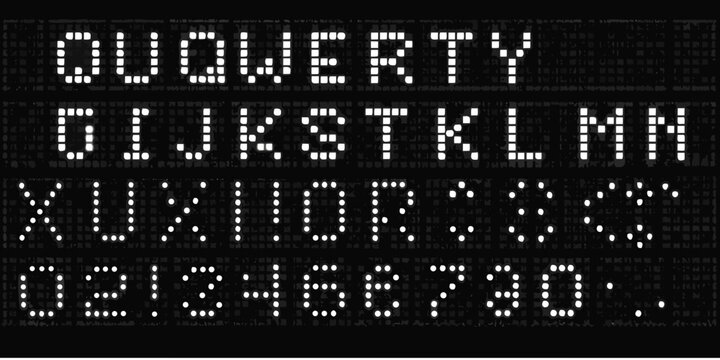 dot matrix font on black background text