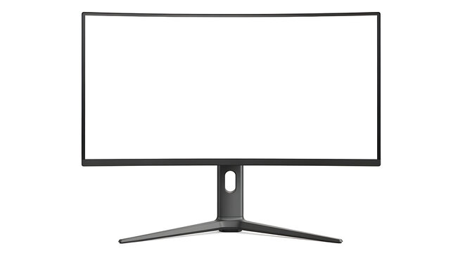 Flat screen computer monitor with blank white display for technology mockup on desk computer technology hardware workspace electronics template copy space presentation isolated background